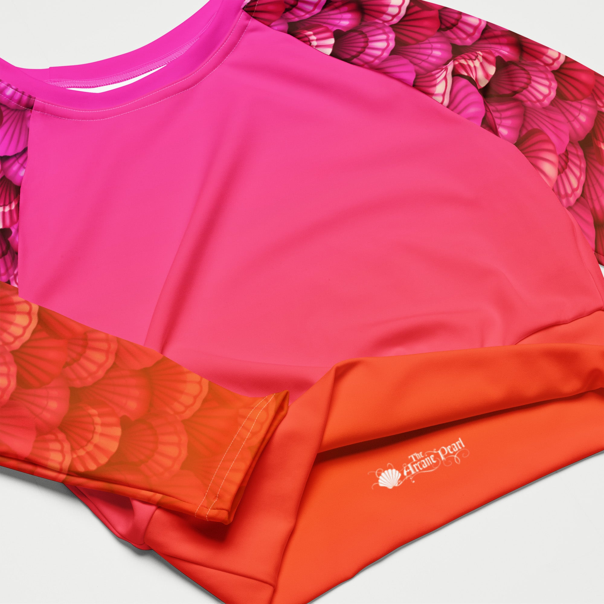 Arcane Pearl Long Sleeve Crop Top Rashguard | Seashell