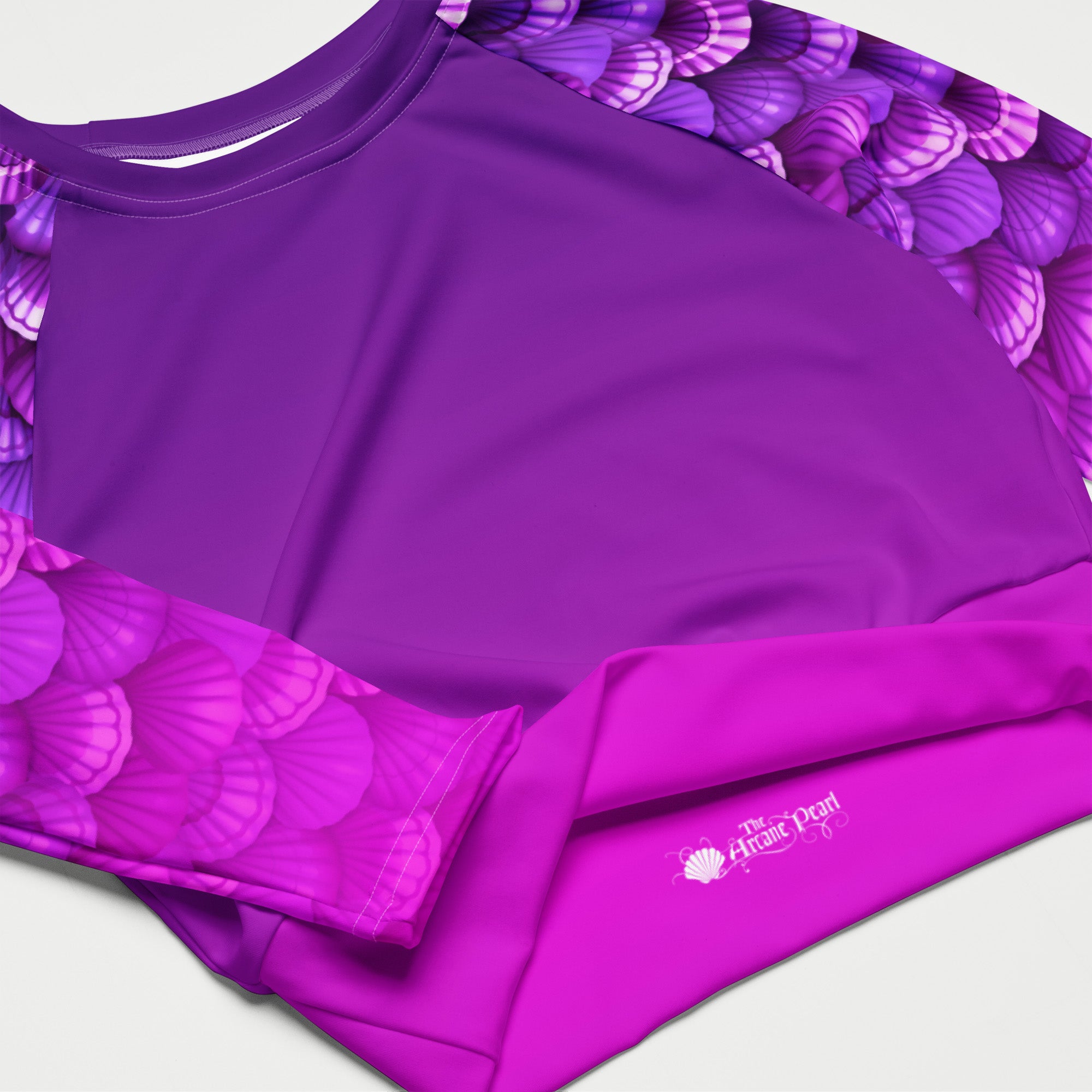 Arcane Pearl Long Sleeve Crop Top Rashguard | Seashell