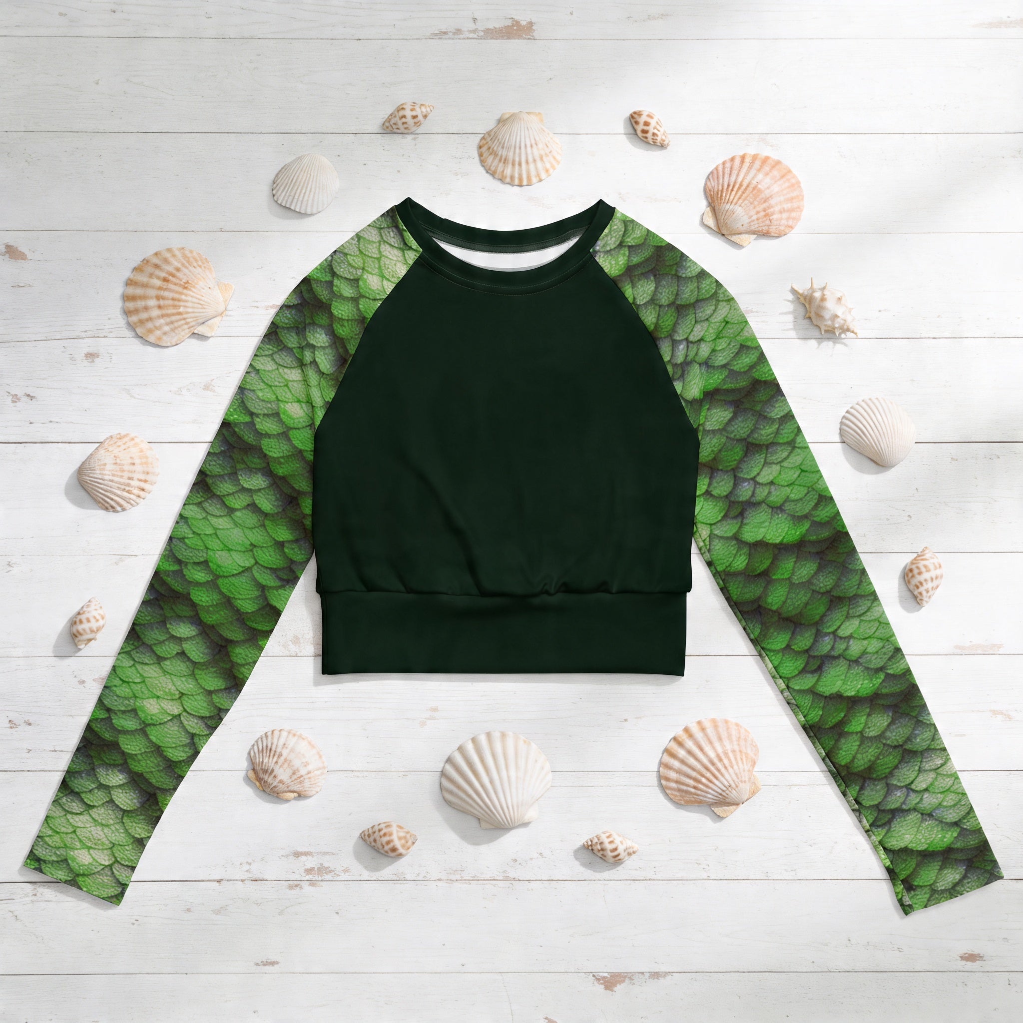 Arcane Pearl Long Sleeve Crop Top Rashguard | Serena