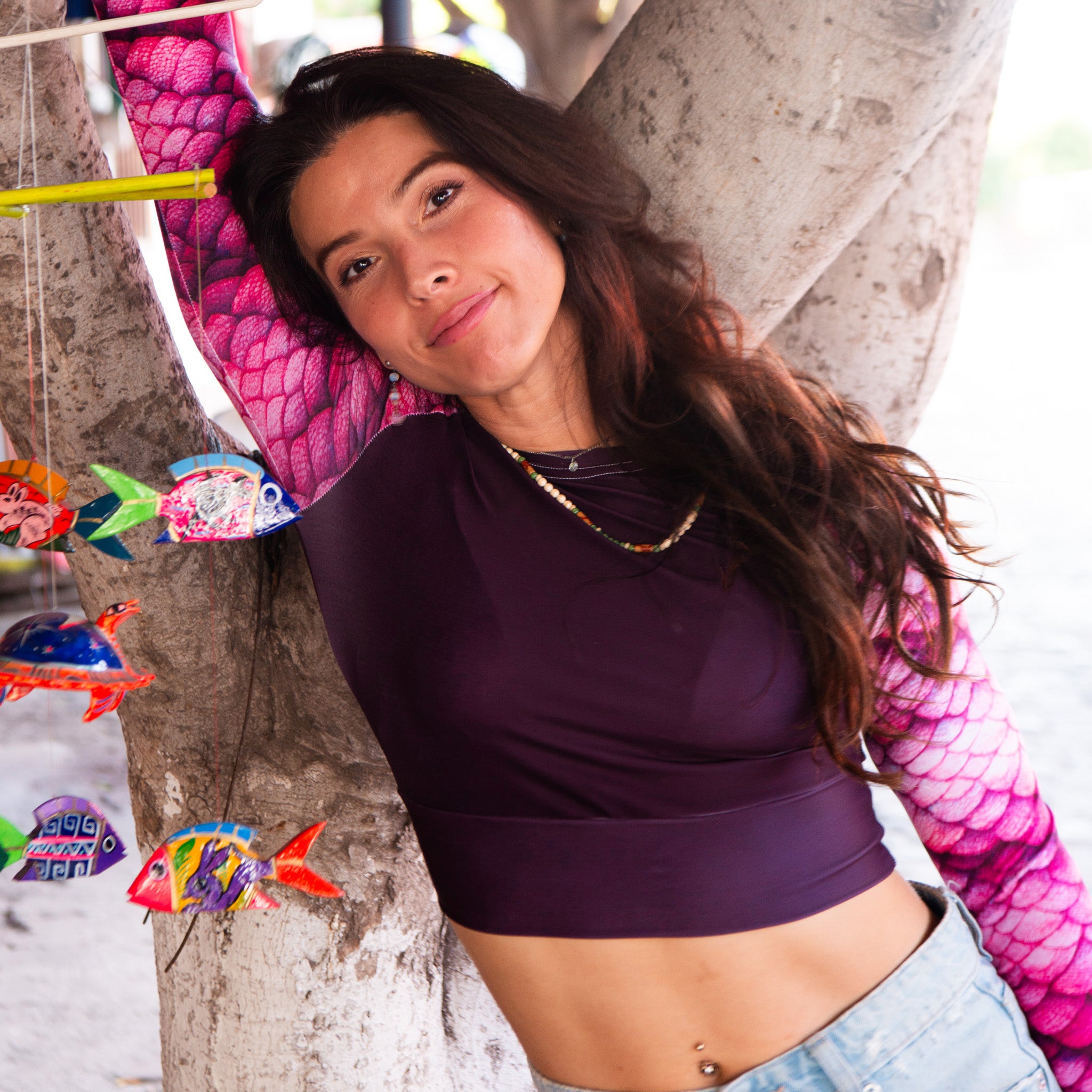 Arcane Pearl Long Sleeve Crop Top Rashguard | Serena