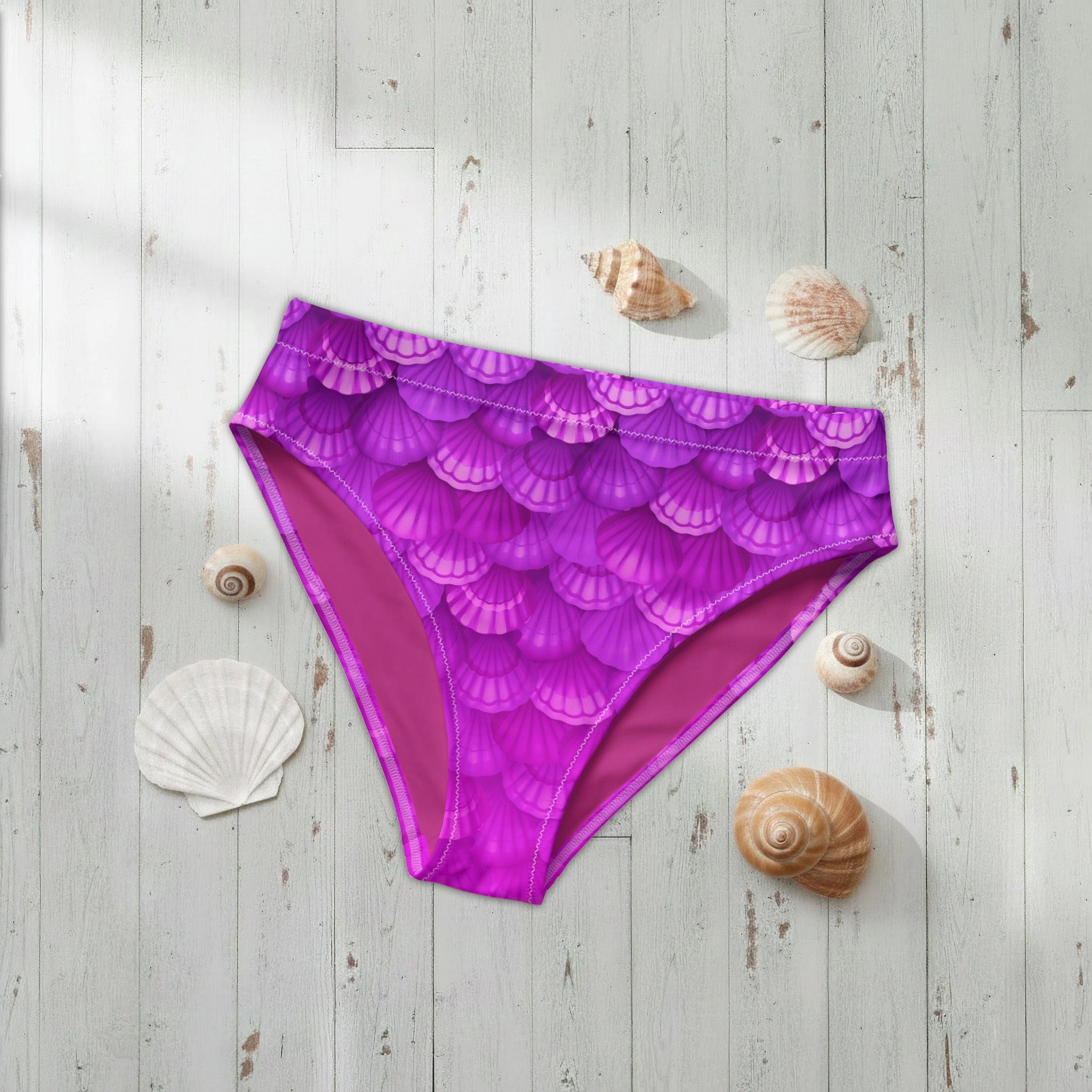 Arcane Pearl High Waist Bikini Bottom | Seashell