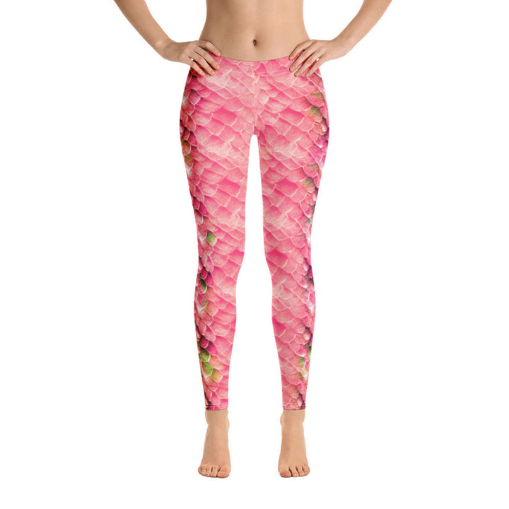 Low Waist Swim Leggings in Pink - Front View