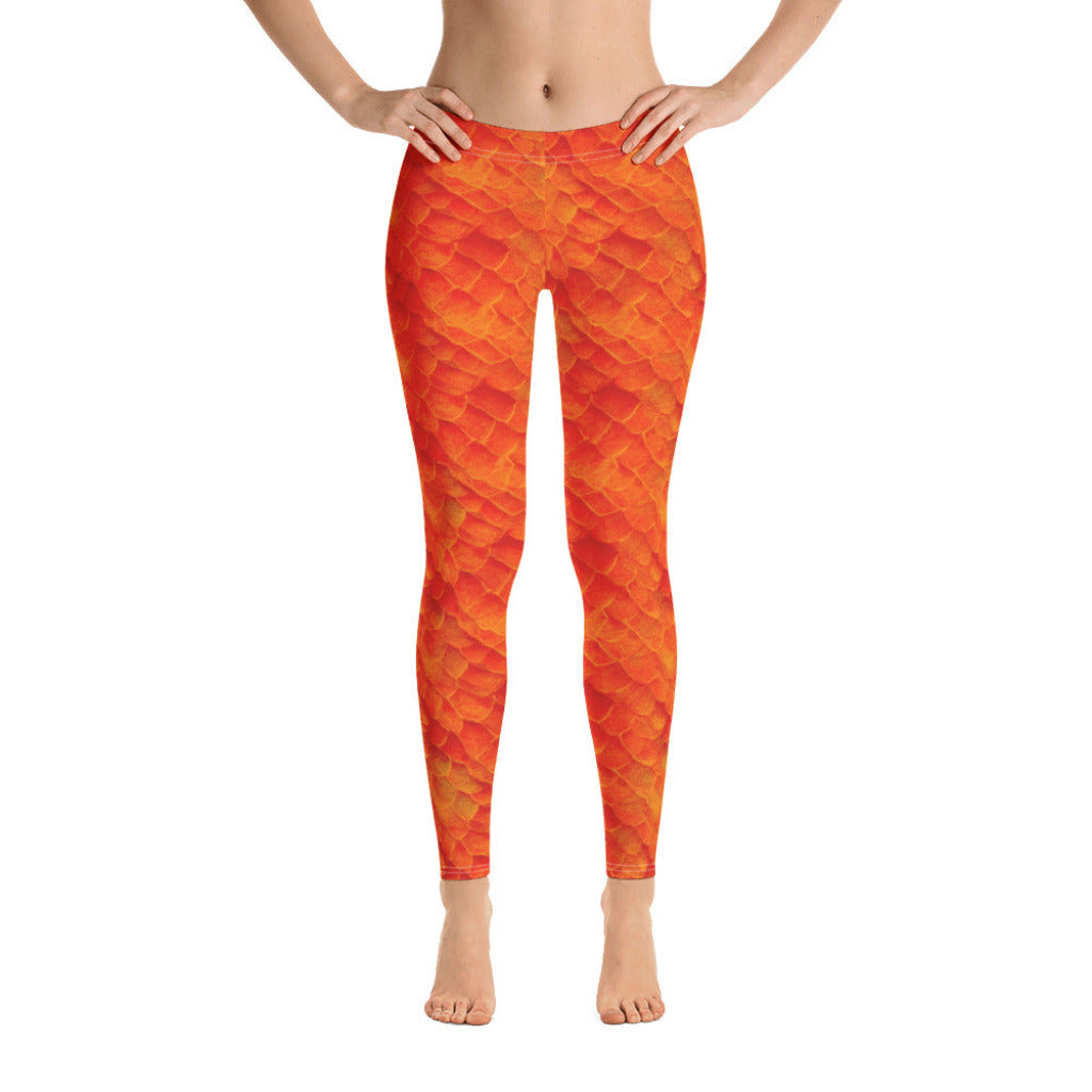 Low Waist Swim Leggings in Orange - Front View