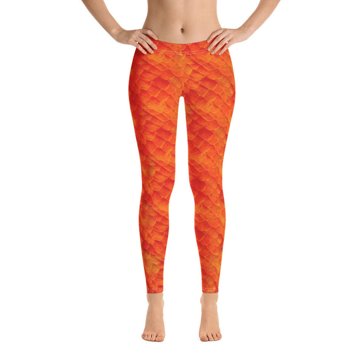 Low Waist Swim Leggings in Orange - Front View