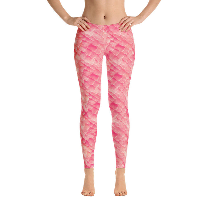 Low Waist Swim Leggings in Pink - Front View