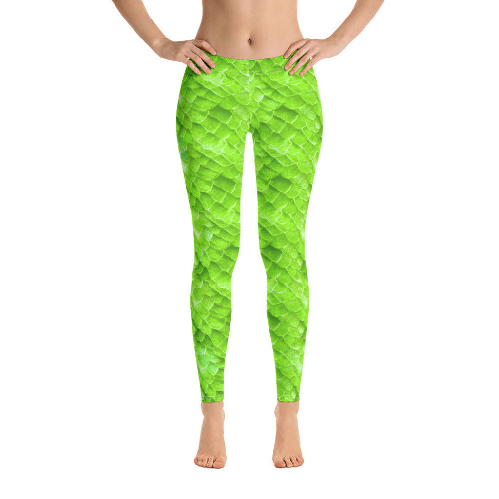 Low Waist Swim Leggings in Green - Front View