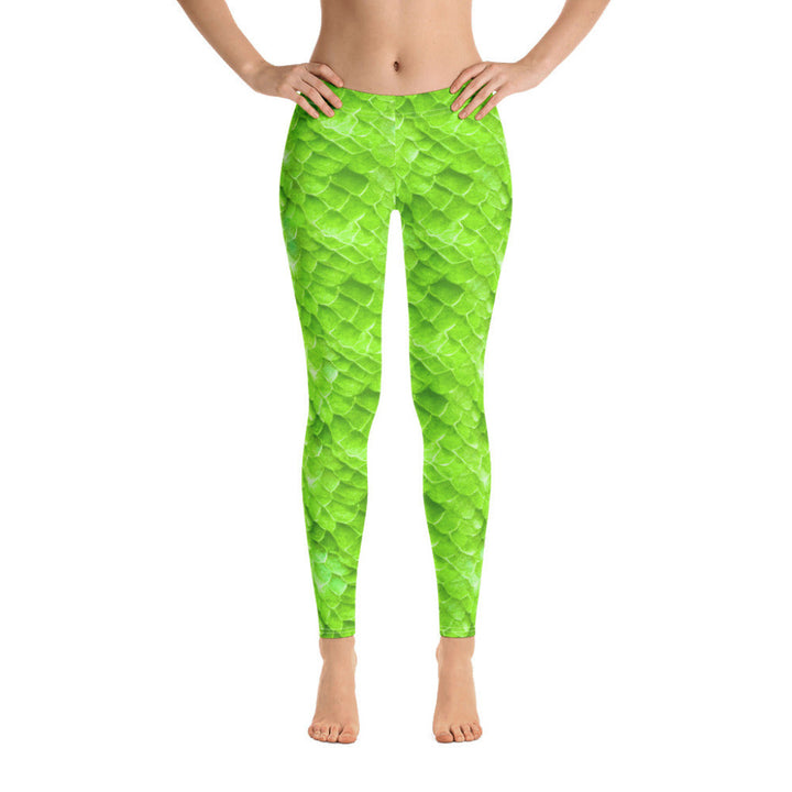 Low Waist Swim Leggings in Green - Front View