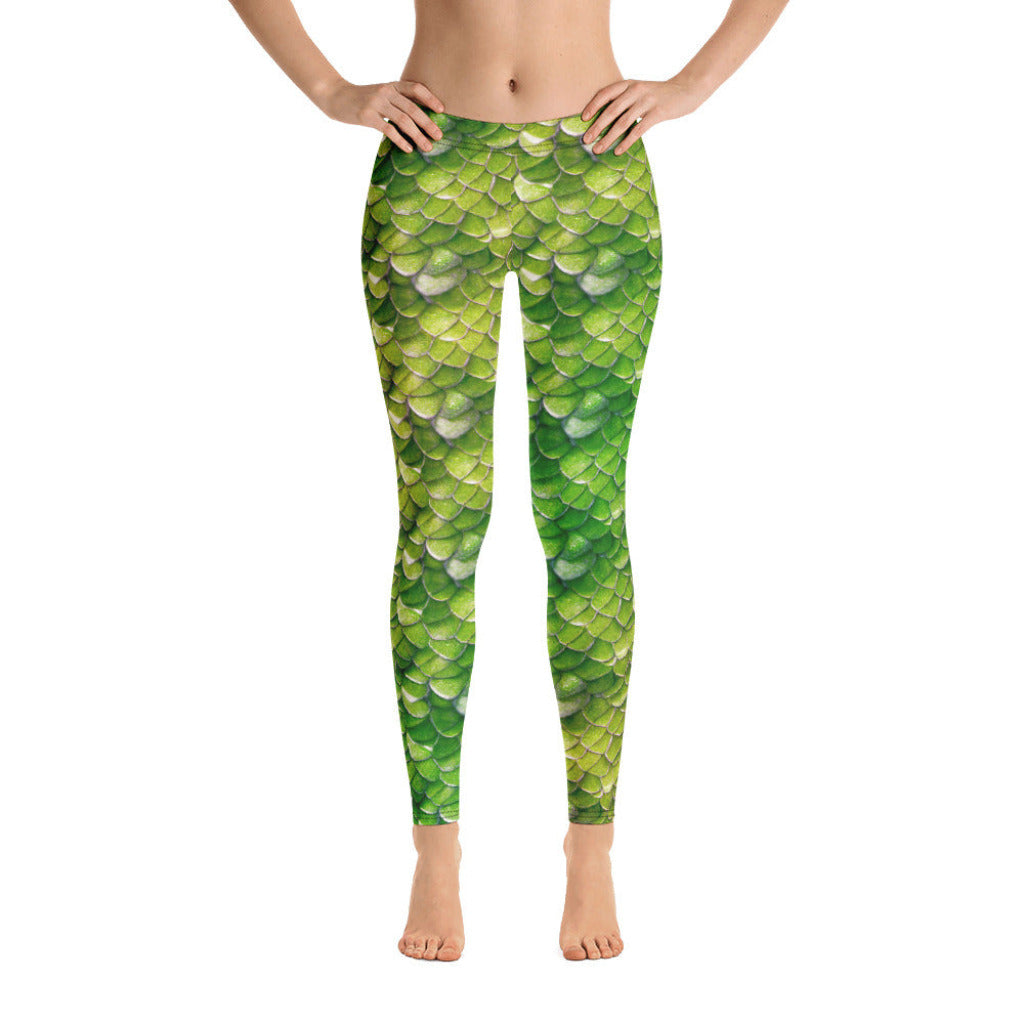 Low Waist Swim Leggings in Green - Front View