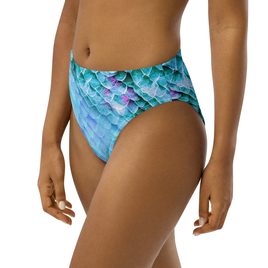 High Waist Bikini Bottom in Blue - Side View